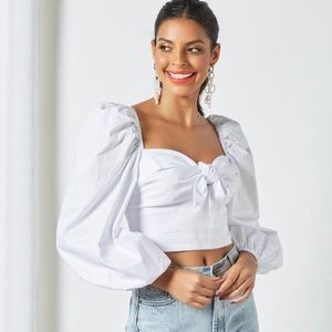 Bardot Tie Front Blouse in Orchid White